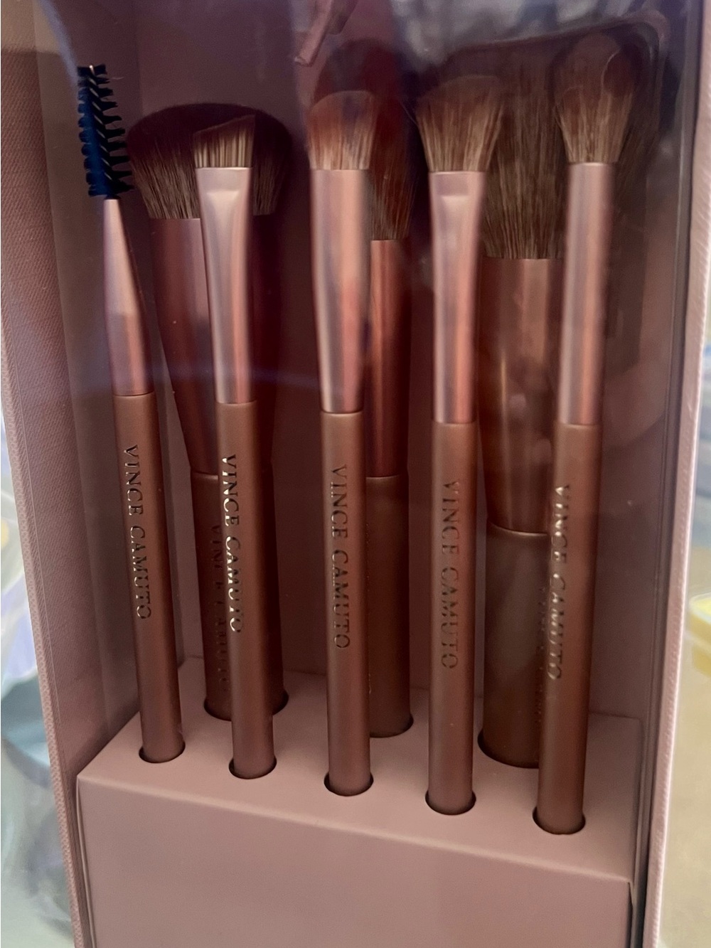 Vince Camuto Rose Gold and Pink Makeup Brush Set - Women's Brush Kit